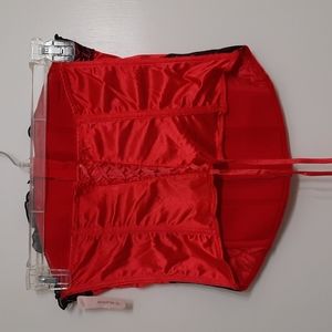 NWT Vintage Sophieb. Red brocade and black mesh lace trim Sz L.